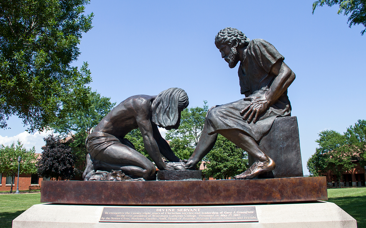 Divine Servant statue on WLC's Quad