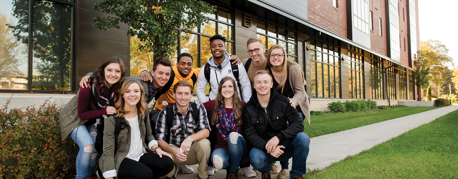 Group of WLC students gathered outside of Aspire Hall