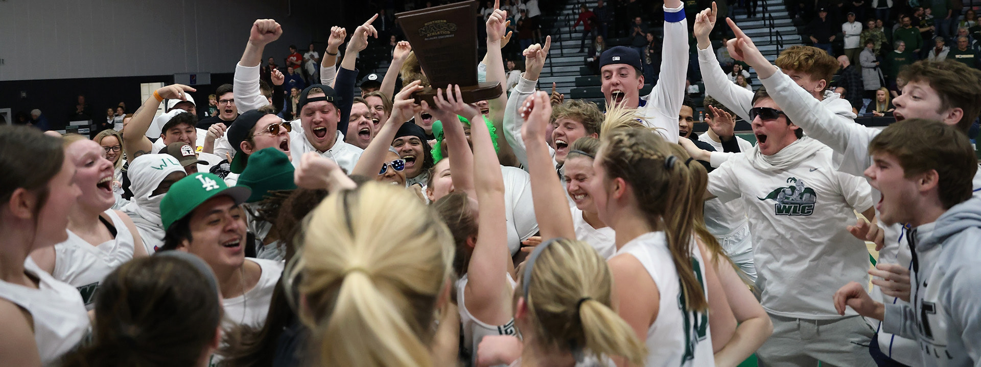 Warriors student-athletes celebrating a championship