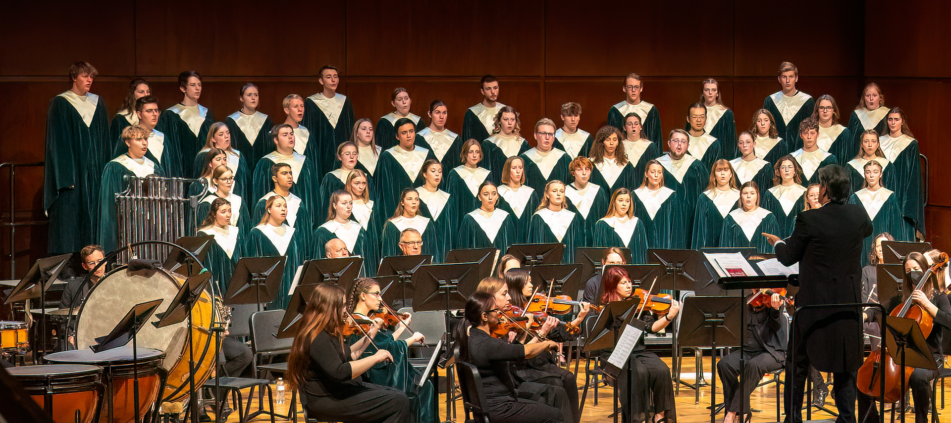 Wisconsin Lutheran Choir on stage during a concert