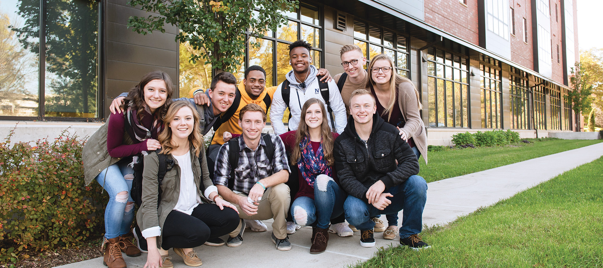 Students outside Aspire Hall