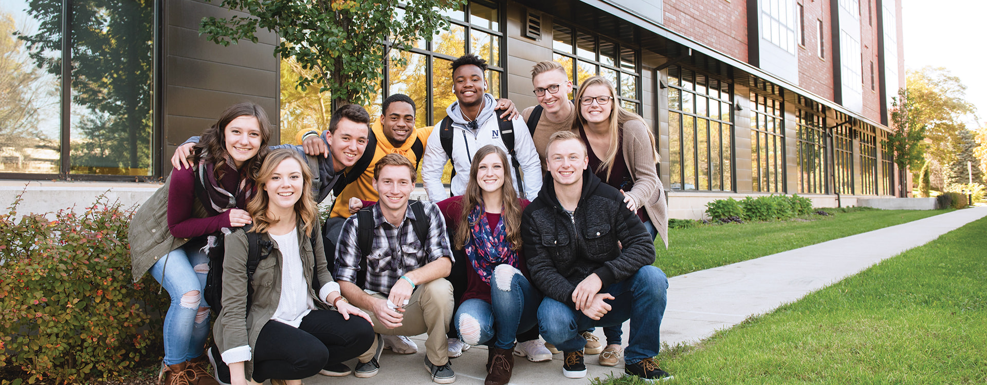 Group of WLC students outside of Aspire Hall