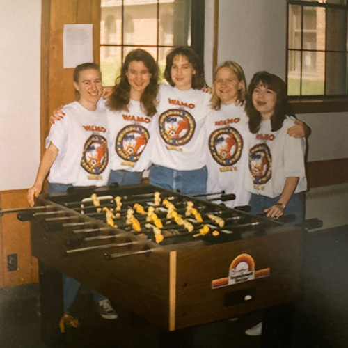 Playing foosball in college