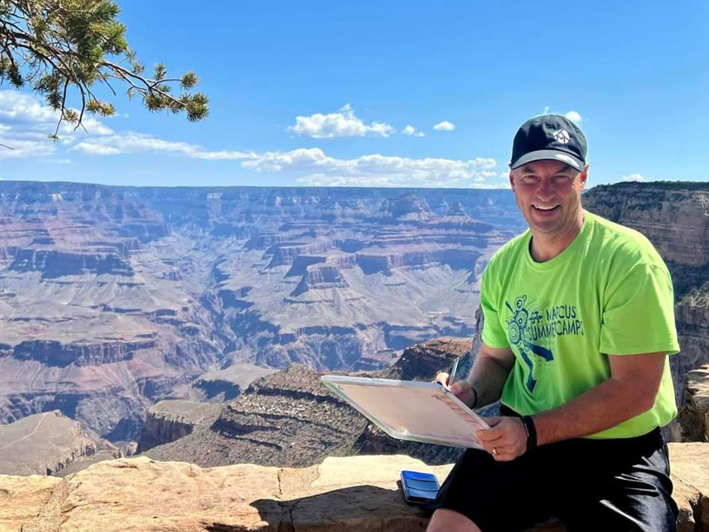 Lance at a canyon