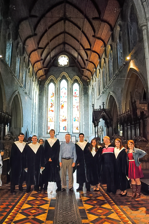 Choir members in a church